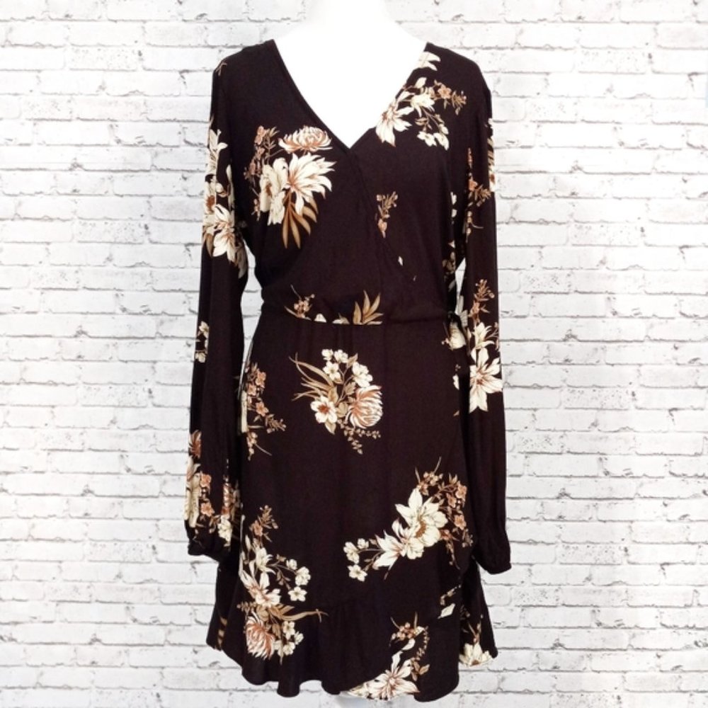 Xhilaration Brown Faux Wrap Dress